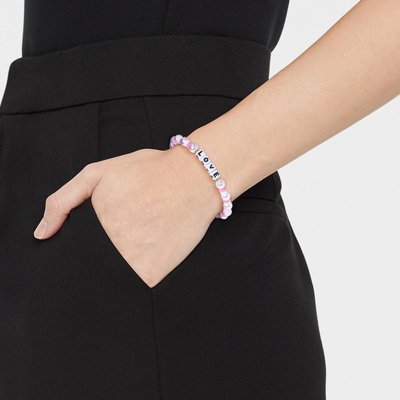 Little Words Project Love Beaded Bracelet - Size M/L - Pink/Pearl - NWT - Picture 2 of 8